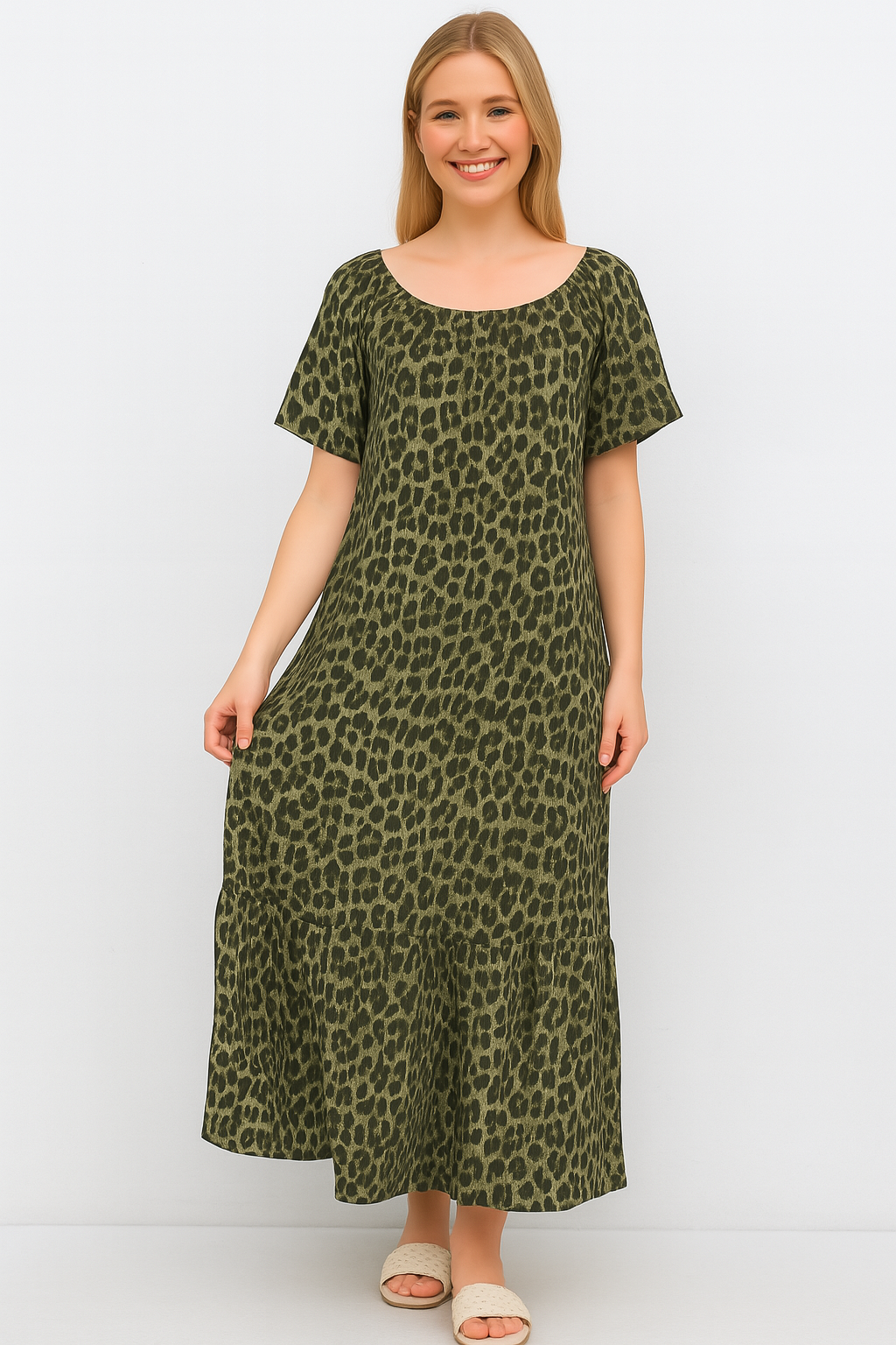 Leopard-Print Maxi Kleid