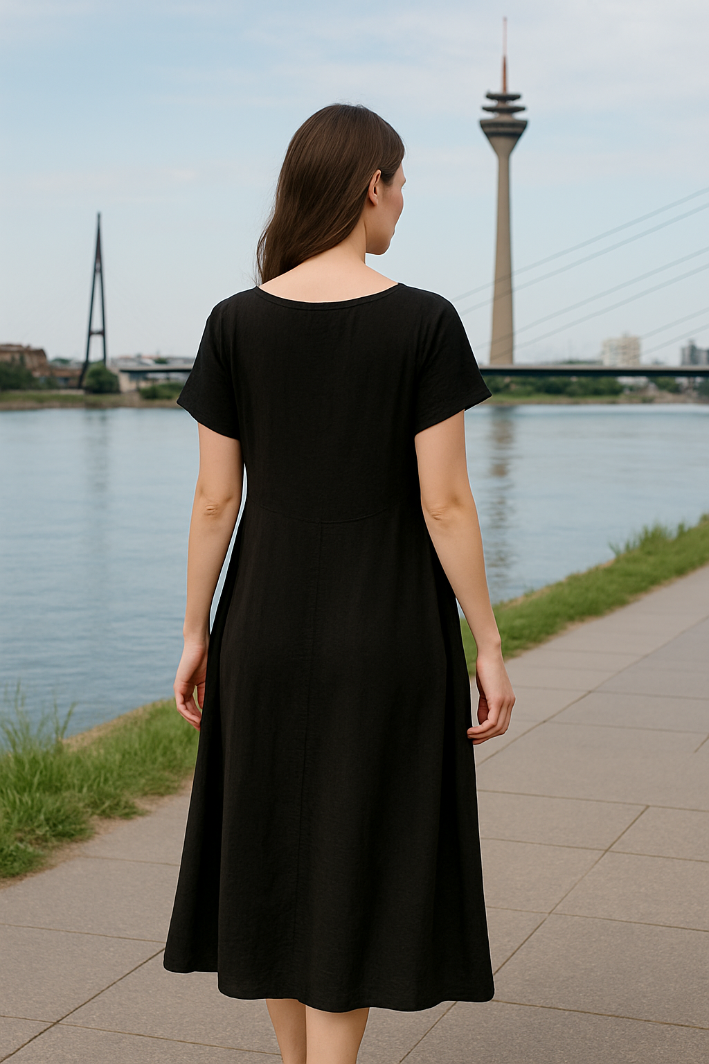 Schwarzes Sommerkleid – Elegant & Locker – Bis Größe 44