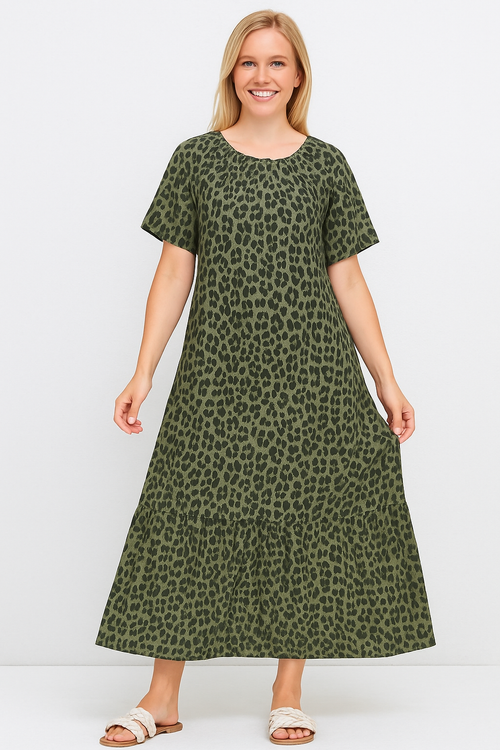 Leopard-Print Maxi Kleid