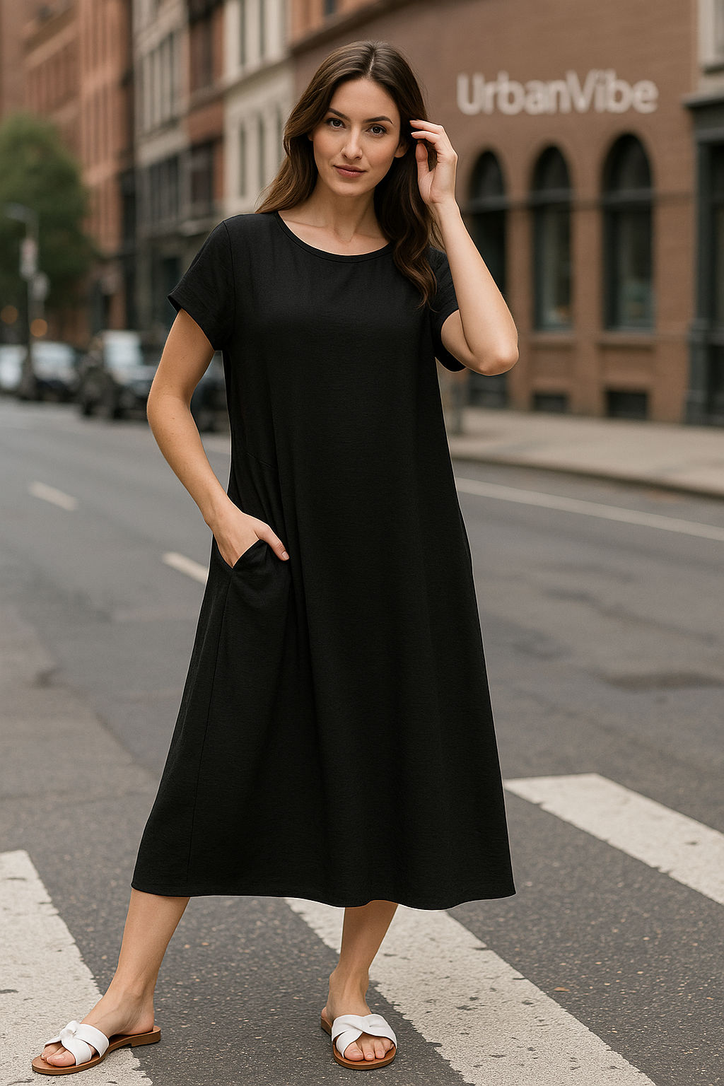 Schwarzes Sommerkleid – Elegant & Locker – Bis Größe 44