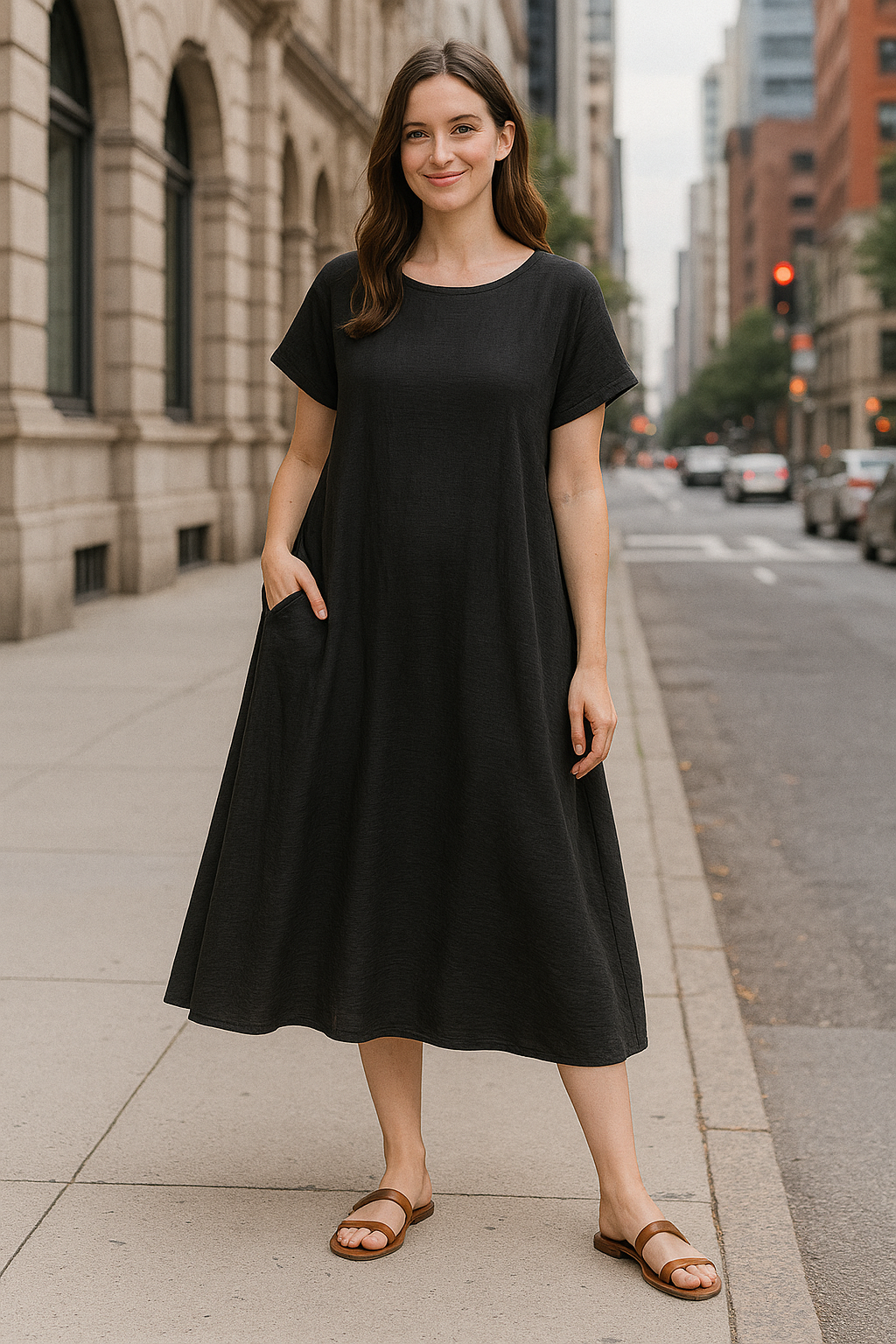 Schwarzes Sommerkleid – Elegant & Locker – Bis Größe 44